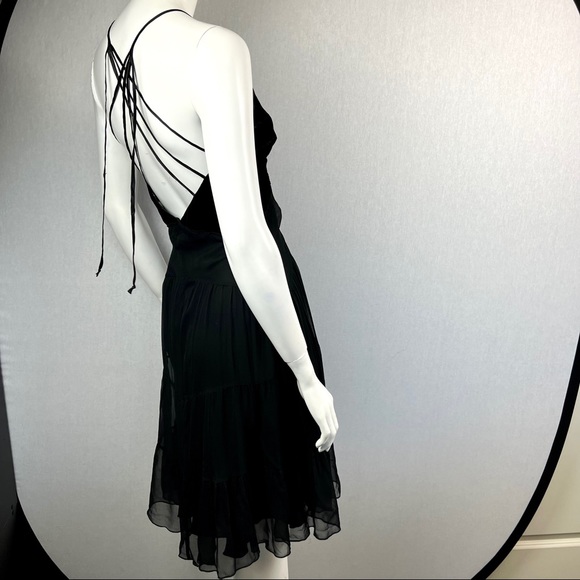 ❗️SOLD❗️NWT Bebe Velvet & Silk Strappy Backless Busty Little Black Mini Dress - Picture 11 of 16